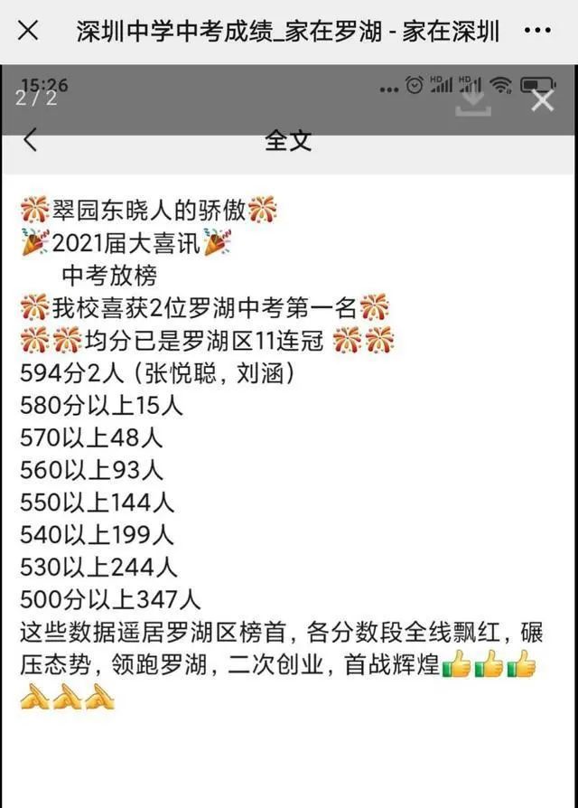 翠园中学东晓校区2021年中考喜报